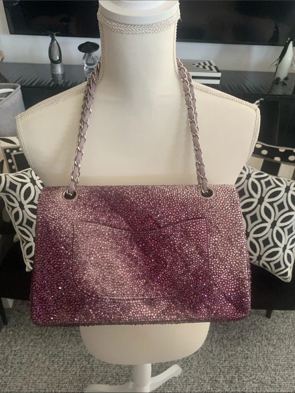 NWT CHANEL Sparkling Purple Shoulder Bag with Chain Strap FIRM. Unique!!